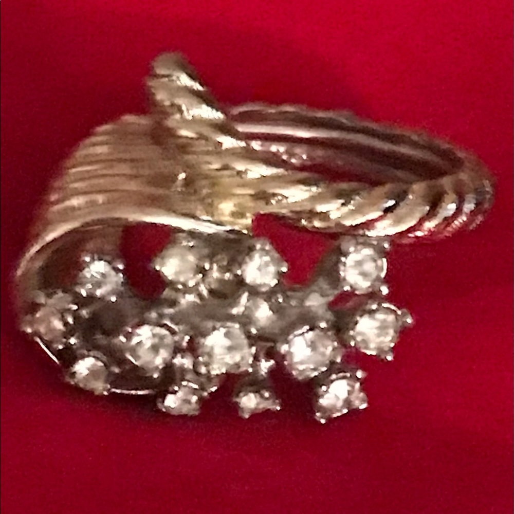 Vintage Cornacopia Horn Rhinestone Ring 6-7 - Picture 2 of 7